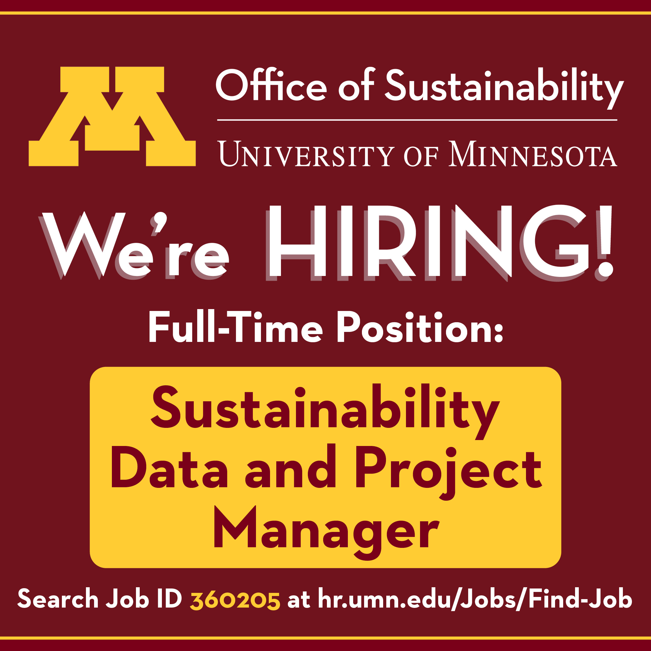We're hiring sustainability data and project manager graphic