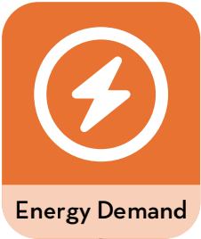 energy demand orange icon with electric shock symbol