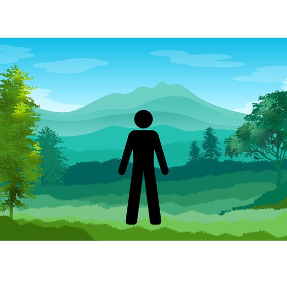 Cartoon image of a person in nature